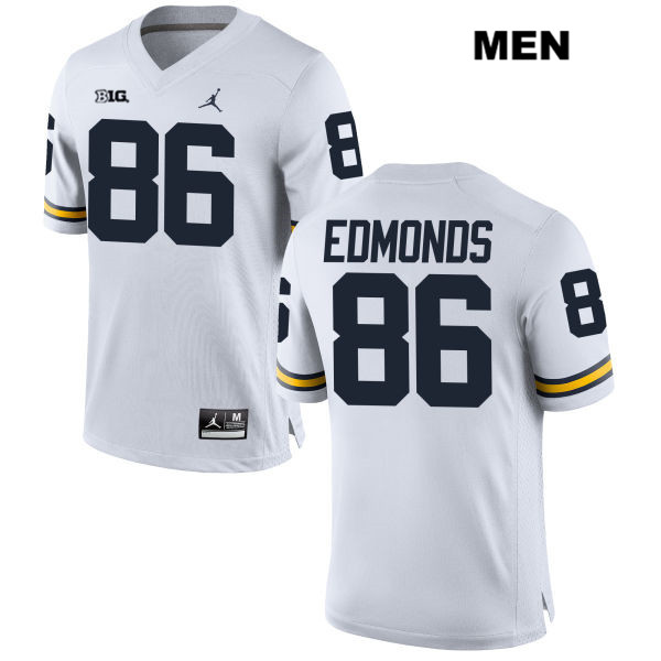 Men's NCAA Michigan Wolverines Conner Edmonds #86 White Jordan Brand Authentic Stitched Football College Jersey QK25U58CW